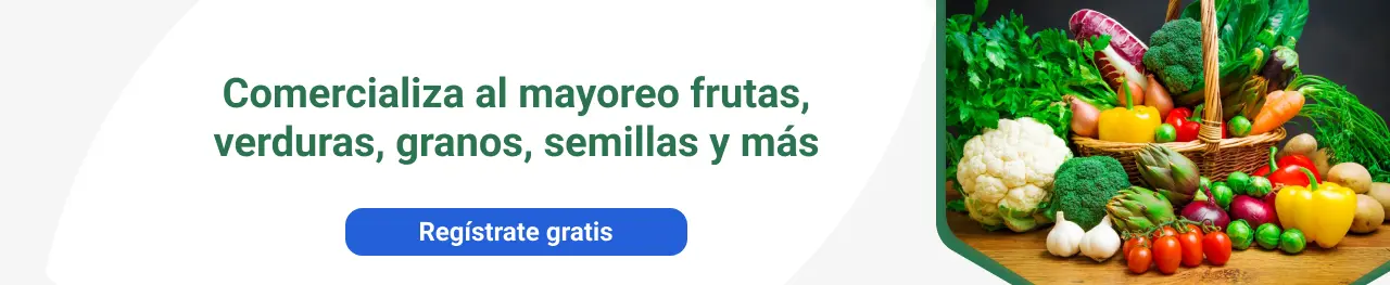 Comercializa al mayoreo frutas, verduras, granos, semillas y más