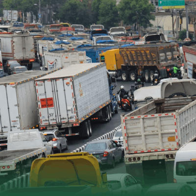Camiones durante el paro de transportistas
